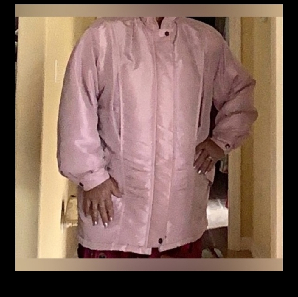 Thermoloft Coat pink zipper front no hood size L 2 front pockets FALL WINTER